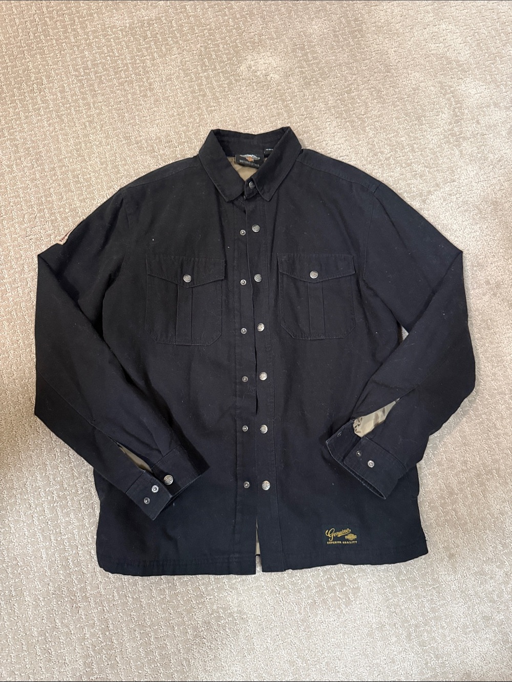 Harley-Davidson Black Button-Up Shirt Jacket with Snap Front